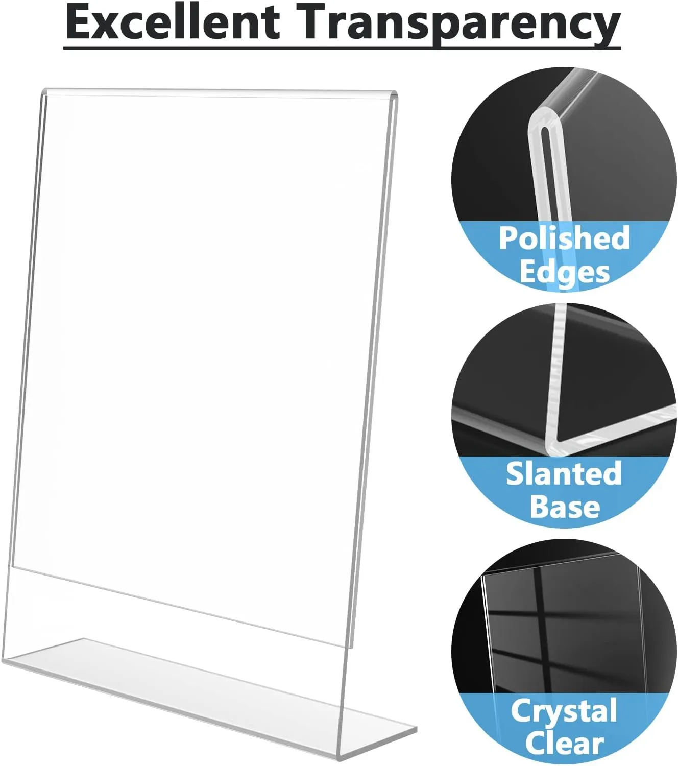 MaxGear 6 Pack Acrylic Sign Holder 8.5 X 11, Plastic Paper Holder With Vertical Slanted Back, Picture Photo Frames Display Stand Flyer and Document Organizer for Office Desktop Use