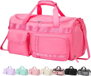 MAXTOP Hot Pink Gym Bag for Women Dance Fitness Tote Workout Duffle Bag with Dry and Wet Separation Overnight Bag for Yoga Travel Weekend