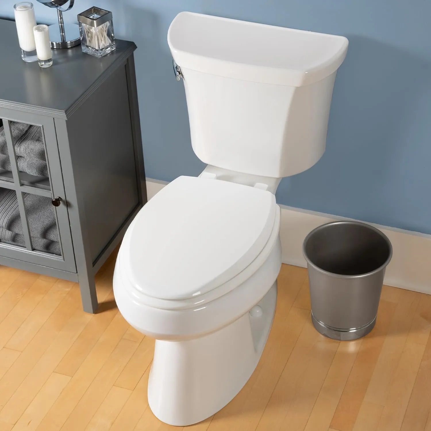 Mayfair Cassel Slow Close Toilet Seat, Easy Clean, Non Slip Premium Wood Seat, Easy Install, Made in USA, Elongated, White