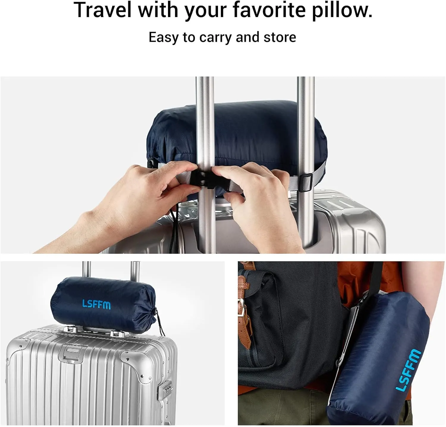 Memory Foam Travel Pillow, Camping Pillow for Sleeping with Portable Bag, Easy to Carry, Small Foam Pillows, Double-Layered Pillow Cover (Peacock Blue)