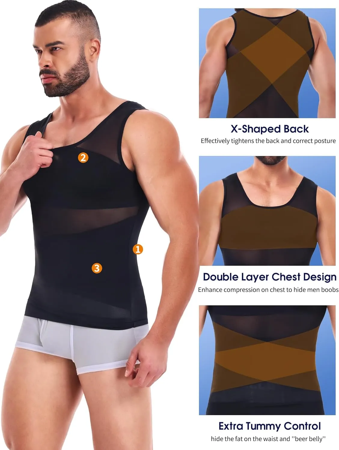 Men Body Shaper Slimming Vest Tummy Control Undershirt Gynomastica Compression Shirt Waist Trainer Tank Top
