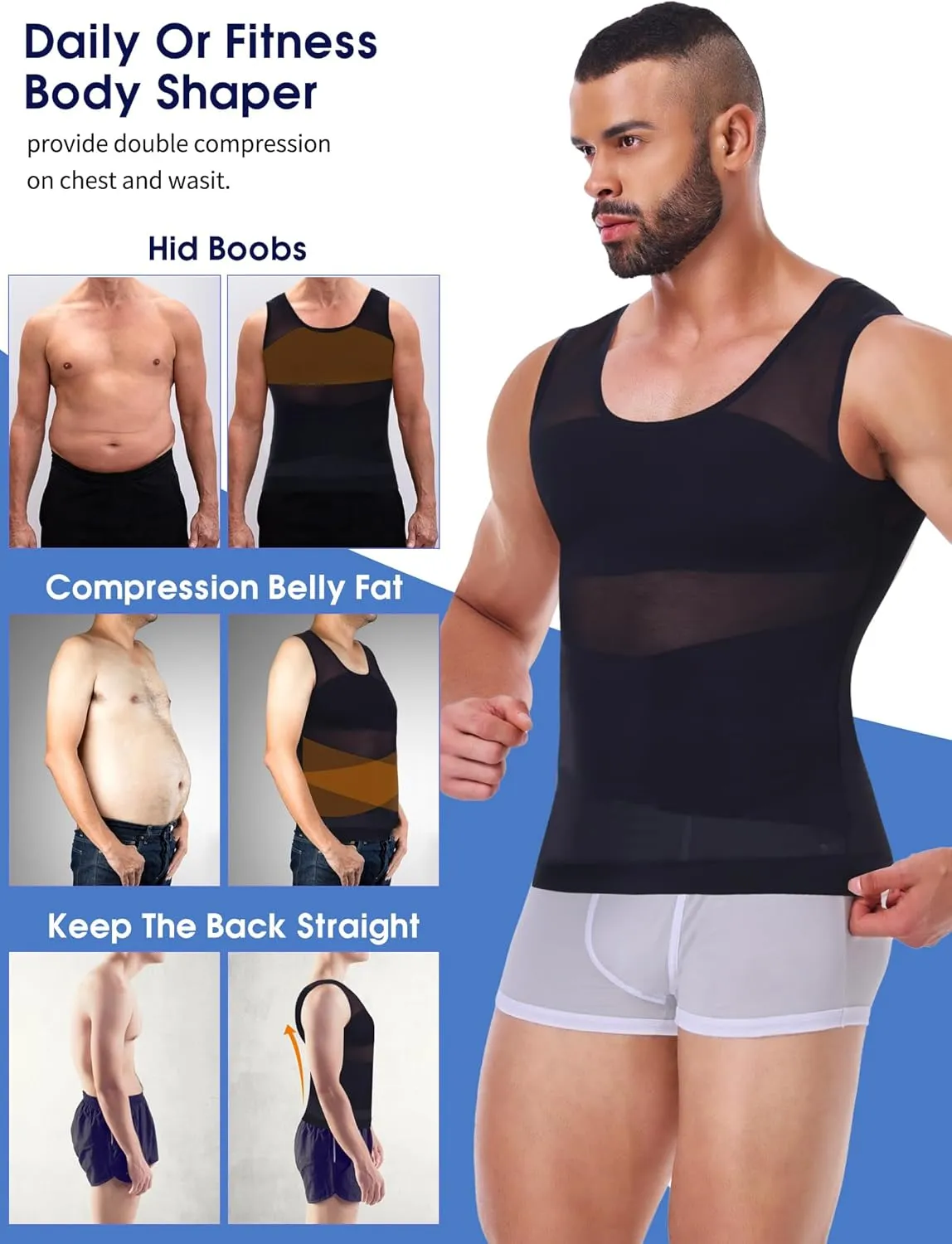 Men Body Shaper Slimming Vest Tummy Control Undershirt Gynomastica Compression Shirt Waist Trainer Tank Top