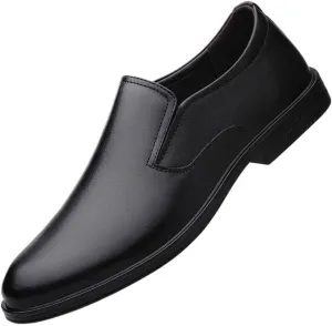 Men Leather Driving Shoes Comfortable Black Office Casual Loafers Slip On Soft Sole