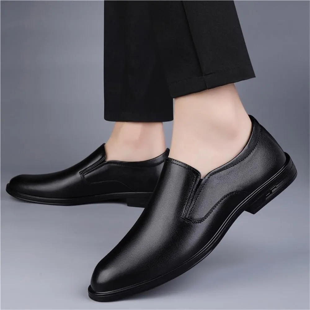 Men Leather Driving Shoes Comfortable Black Office Casual Loafers Slip On Soft Sole
