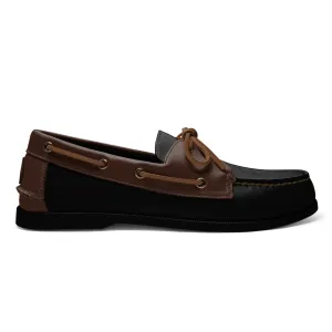 Men’s 2 Eyelet LE Boat Shoe: Black Brown