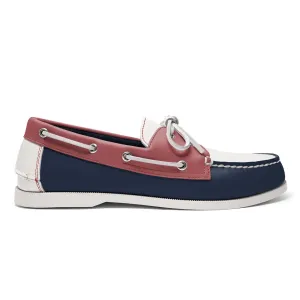Men’s 2 Eyelet LE Boat Shoe: Navy/White/Pink