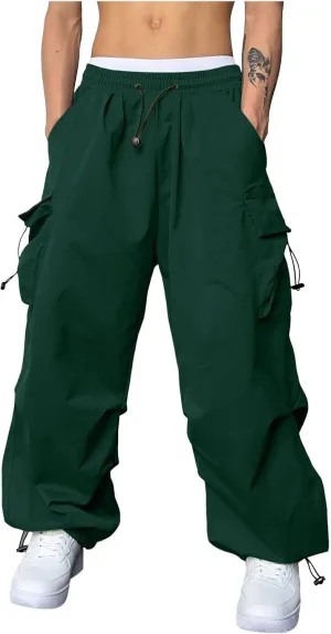 Men's Baggy Cargo Pants Casual Cotton Elasticated Waist Pant Streetwear with Multiple Pockets