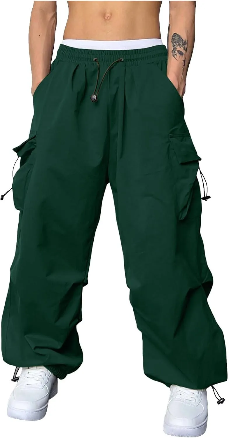 Men's Baggy Cargo Pants Casual Cotton Elasticated Waist Pant Streetwear with Multiple Pockets