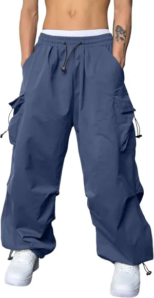 Men's Baggy Cargo Pants Casual Parachute Pants Cotton Elasticated Loose Fit Streetwear Multi Pockets