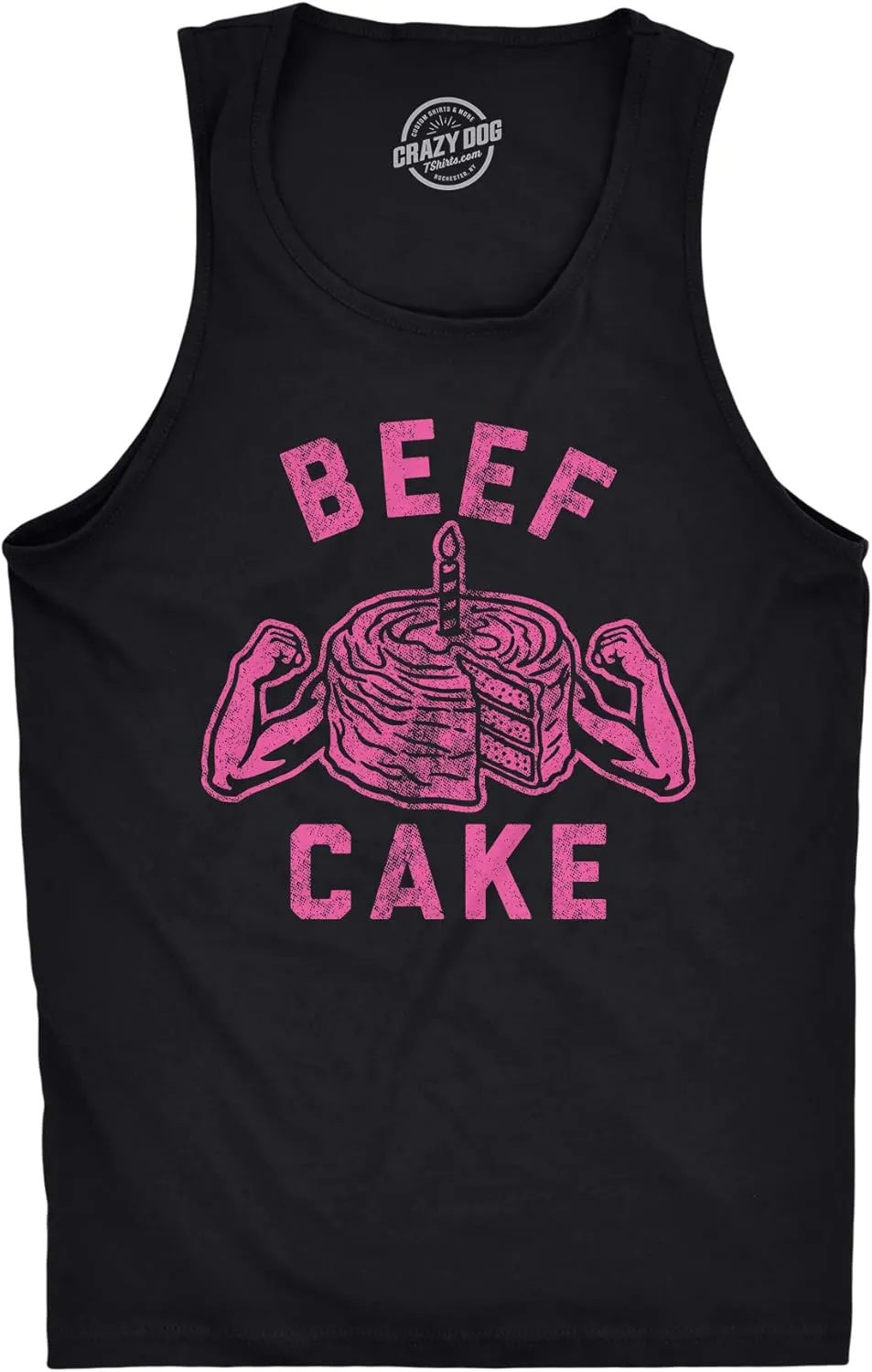 Mens Beef Cake Tanktop Funny Fitness Working Out Gym Trainer Graphic Tank Top