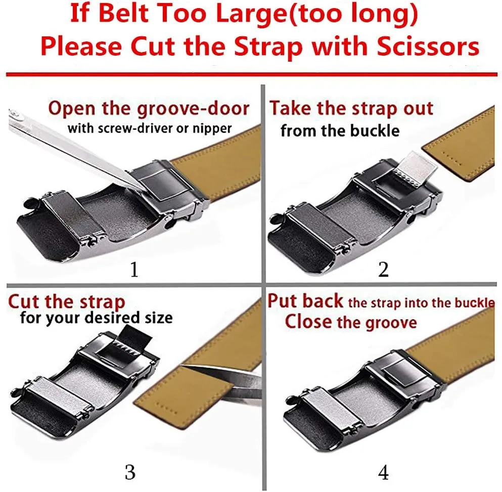 Men's Belt,Ratchet Dress Belt with Automatic Buckle Brown/Black-Trim to Fit-35mm wide