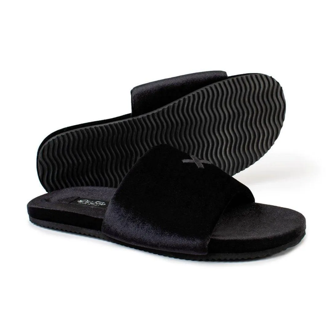 Men's Black Velvet House Slide from Del Toro Shoes