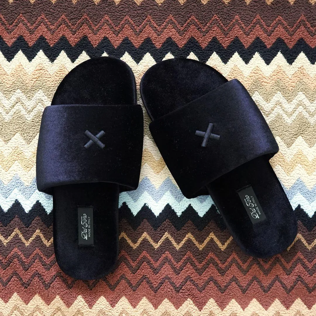 Men's Black Velvet House Slide from Del Toro Shoes