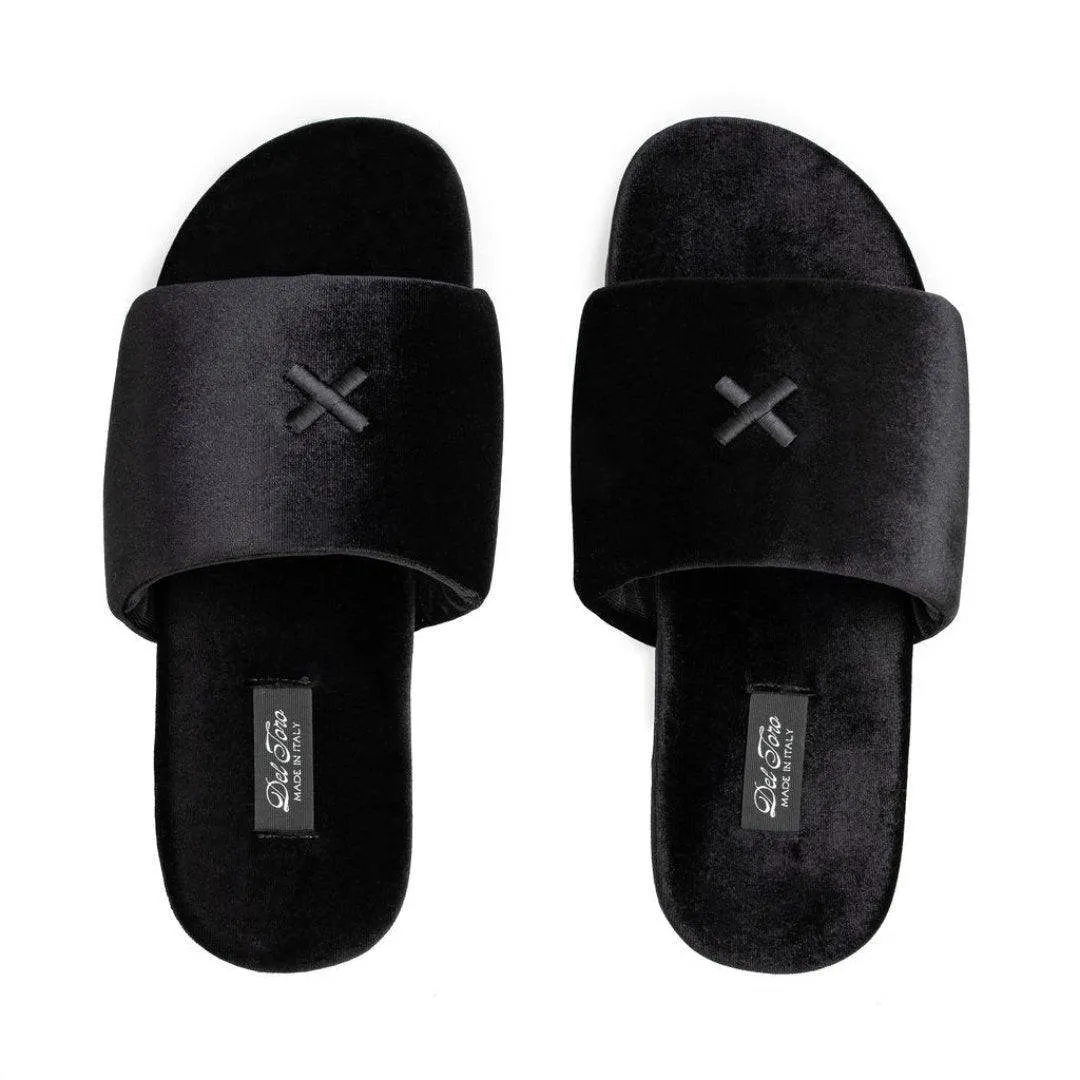 Men's Black Velvet House Slide from Del Toro Shoes