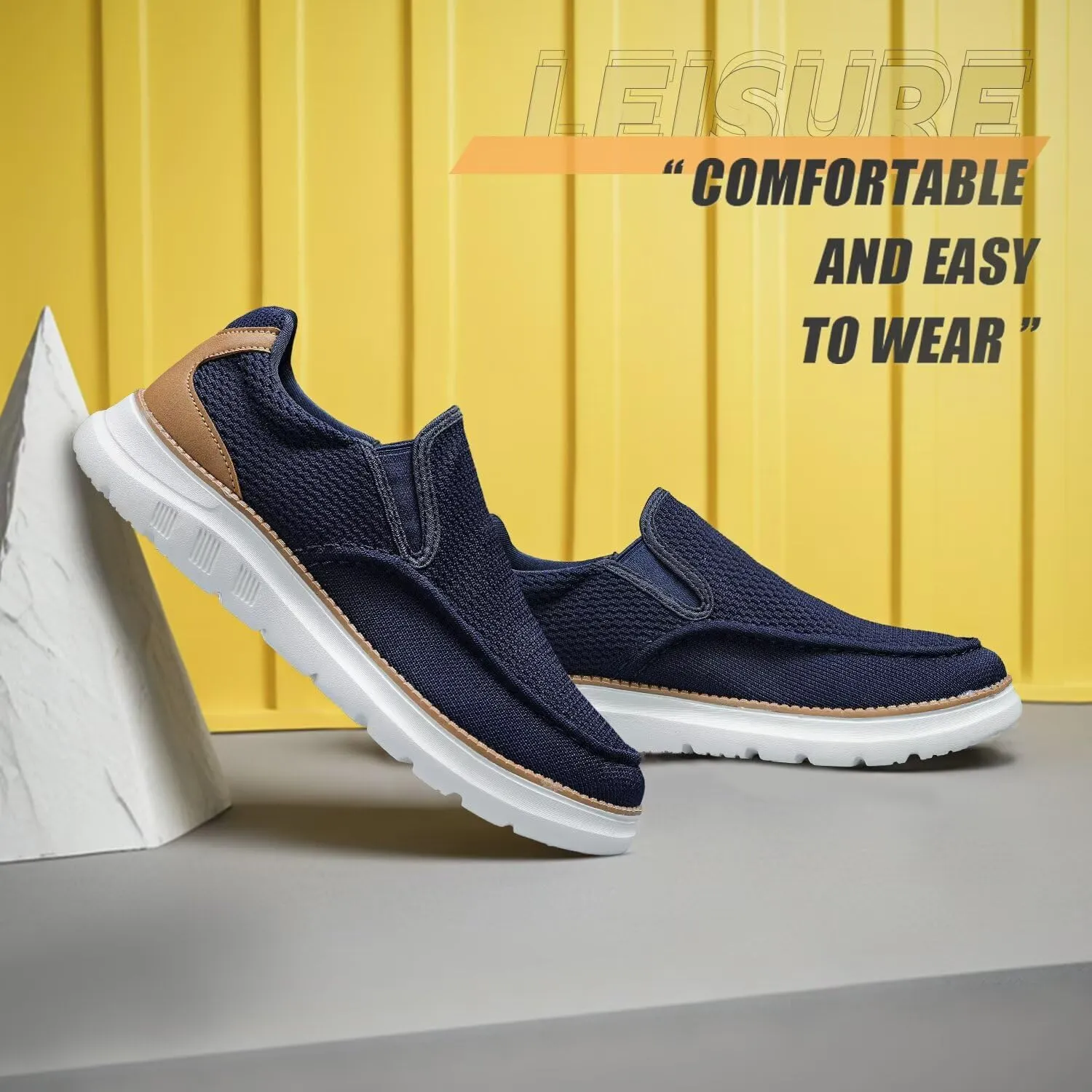 Mens Boat Shoes Casual Loafers Slip On Walking Dress Sneakers Mesh Business Oxfords Work Lightweight Soft Sole