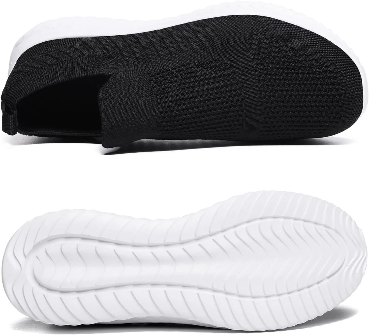 Men's Breathable Knit Walking Tennis Gym Slip On Laceless Sneakers