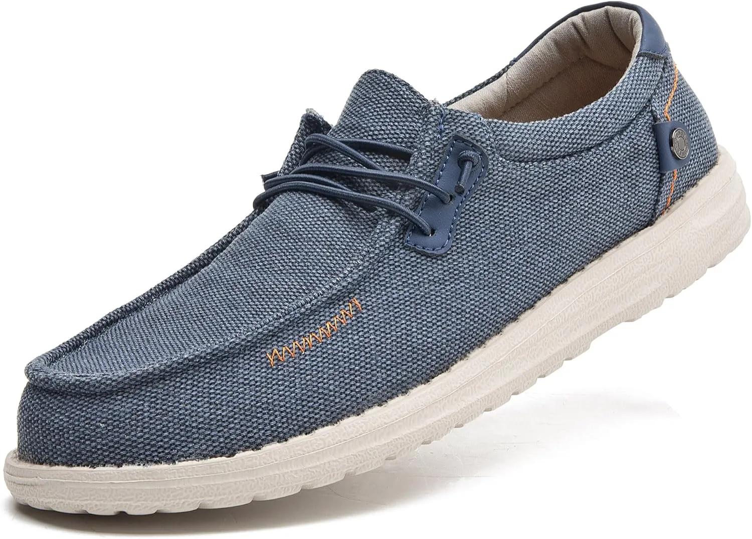 Men's Canvas Slip on Shoes Casual Hands Free Loafers Breathable Stretch Easy Walking Slip-Ons Lightweight Soft Boat Shoes