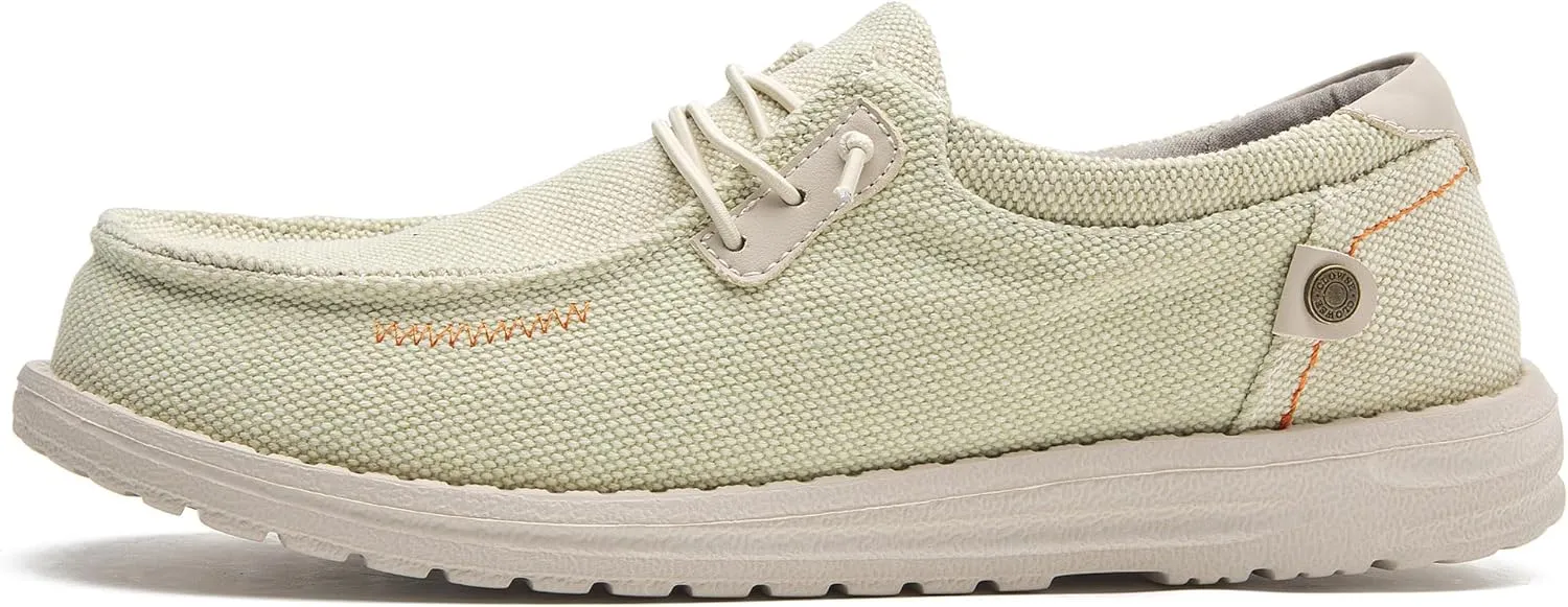 Men's Canvas Slip on Shoes Casual Hands Free Loafers Breathable Stretch Easy Walking Slip-Ons Lightweight Soft Boat Shoes