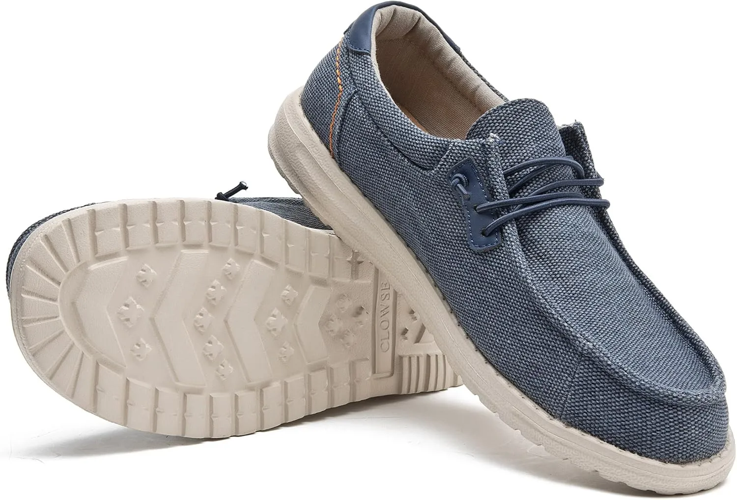 Men's Canvas Slip on Shoes Casual Hands Free Loafers Breathable Stretch Easy Walking Slip-Ons Lightweight Soft Boat Shoes