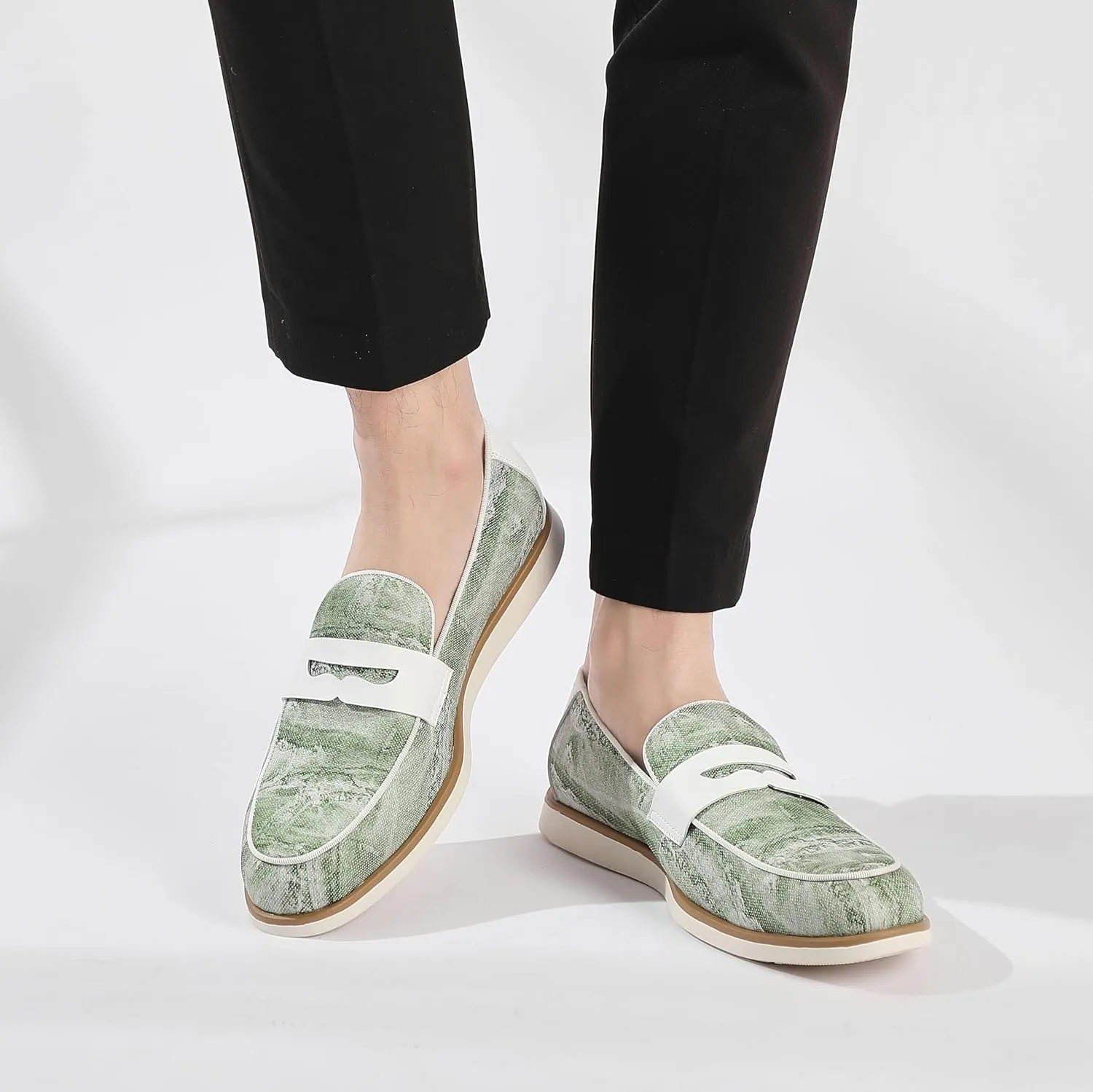 Men's Casual Loafers & Slip On Shoes Daily Commuting Comfortable Canvas Shoes Lightweight Non-Slip Walking Penny Shoes for Men
