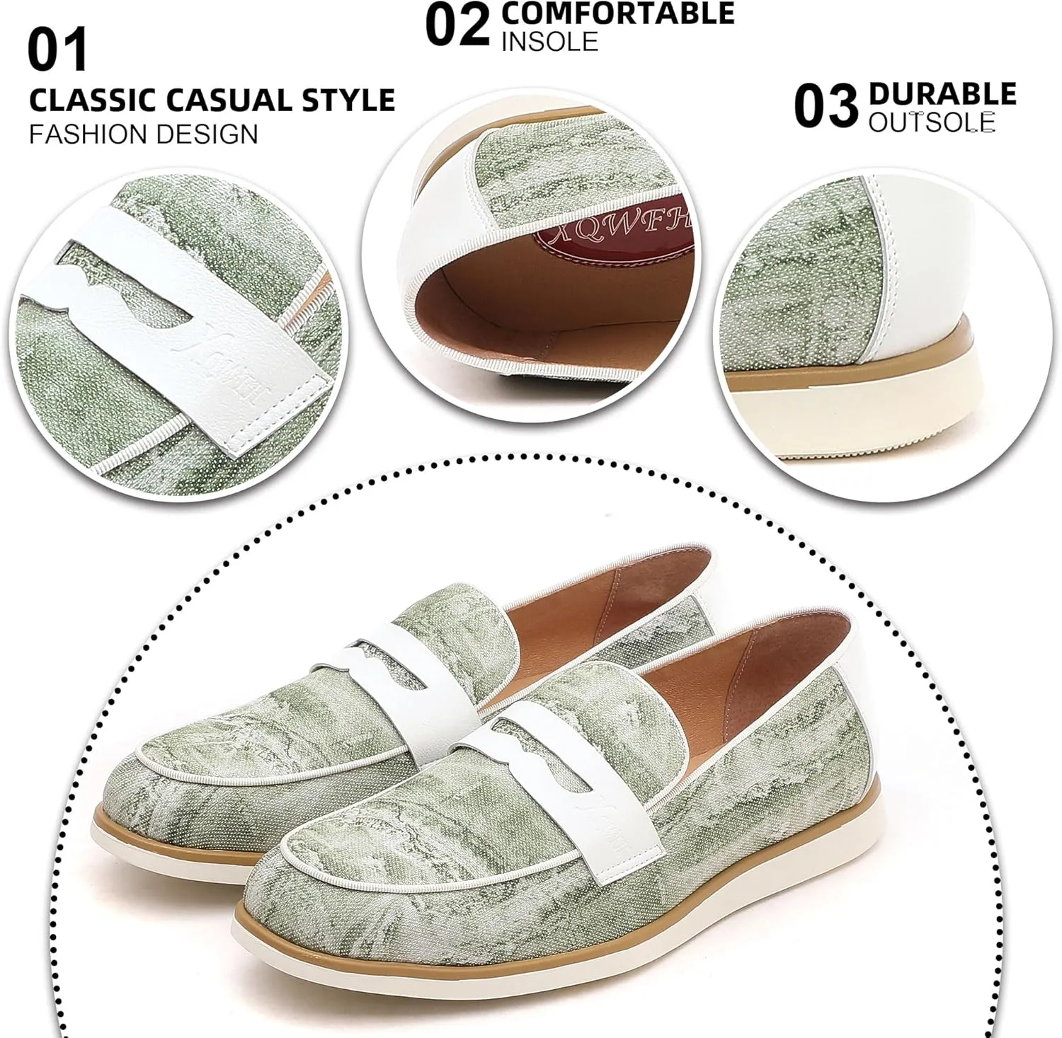 Men's Casual Loafers & Slip On Shoes Daily Commuting Comfortable Canvas Shoes Lightweight Non-Slip Walking Penny Shoes for Men