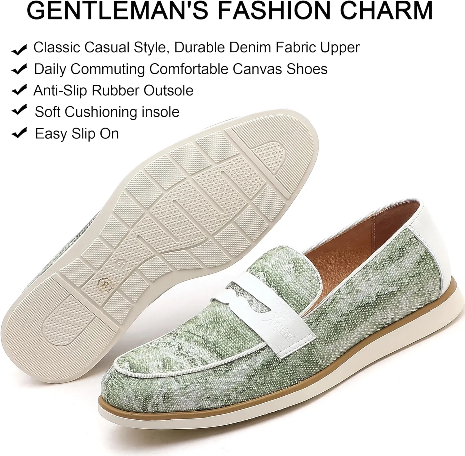 Men's Casual Loafers & Slip On Shoes Daily Commuting Comfortable Canvas Shoes Lightweight Non-Slip Walking Penny Shoes for Men