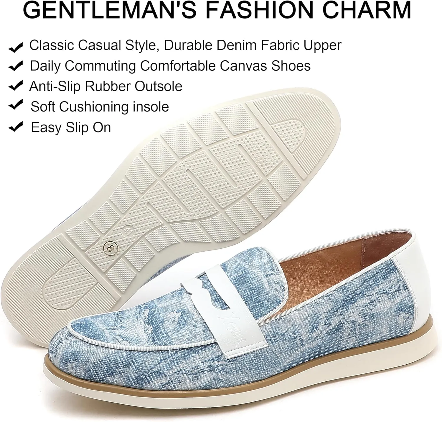 Men's Casual Loafers & Slip On Shoes Daily Commuting Comfortable Canvas Shoes Lightweight Non-Slip Walking Penny Shoes for Men