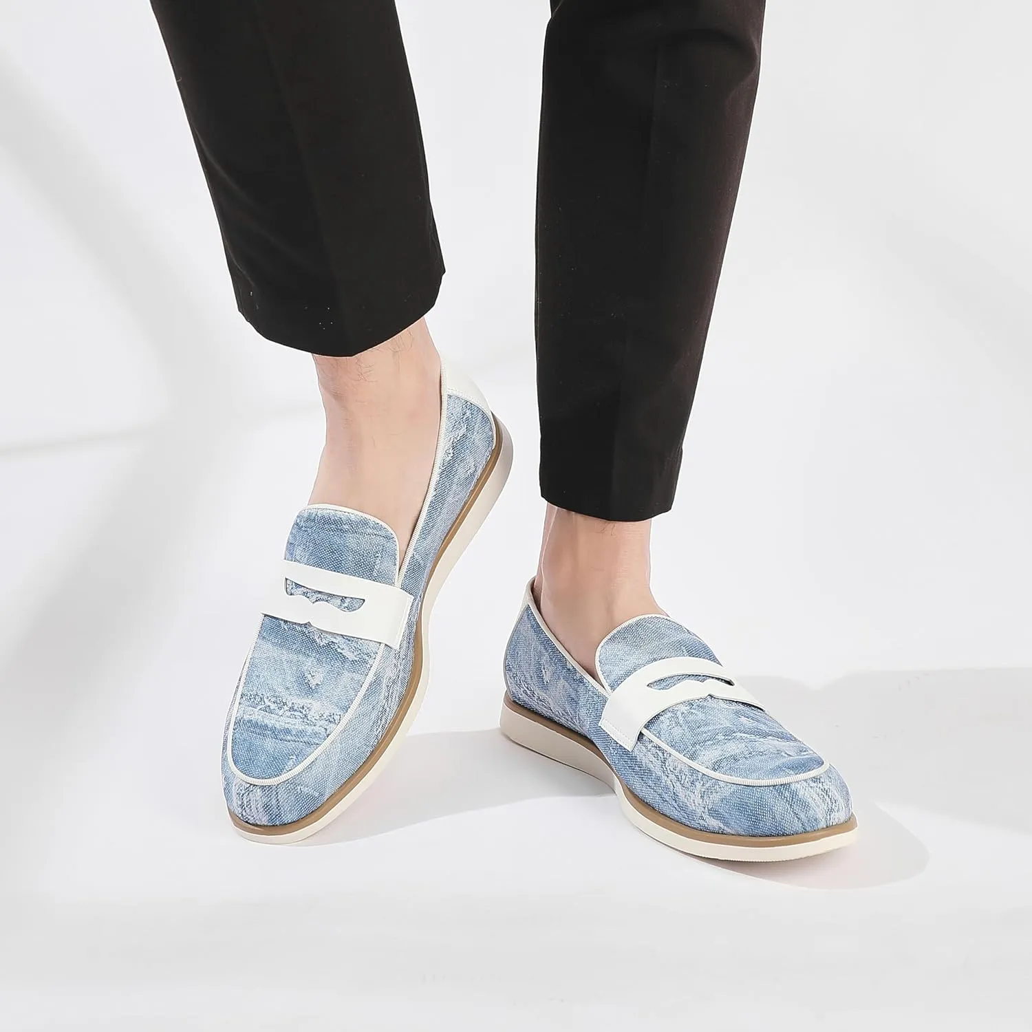 Men's Casual Loafers & Slip On Shoes Daily Commuting Comfortable Canvas Shoes Lightweight Non-Slip Walking Penny Shoes for Men