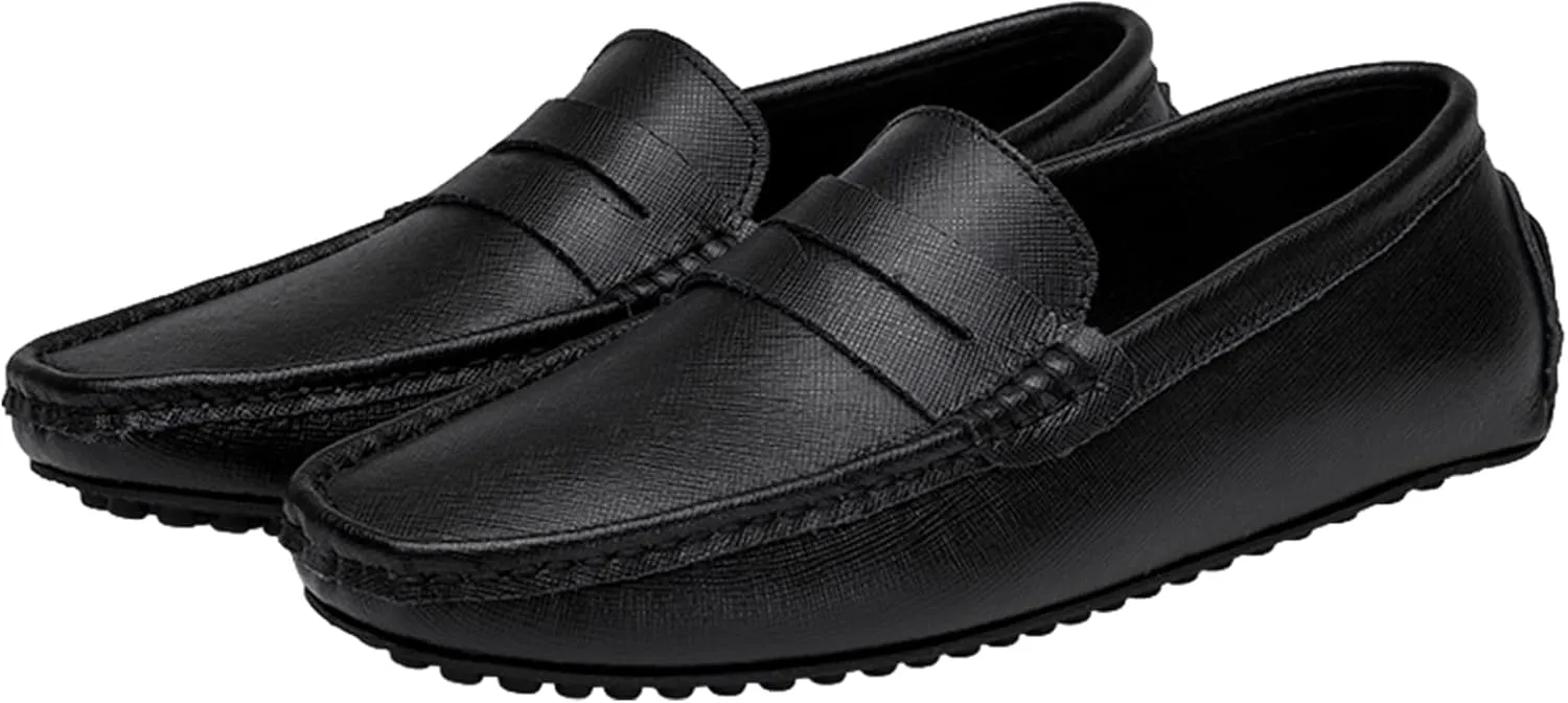 Men's Classic Penny Loafers Flat Slip-On Soft Split Leather Moccasins Driving Shoes