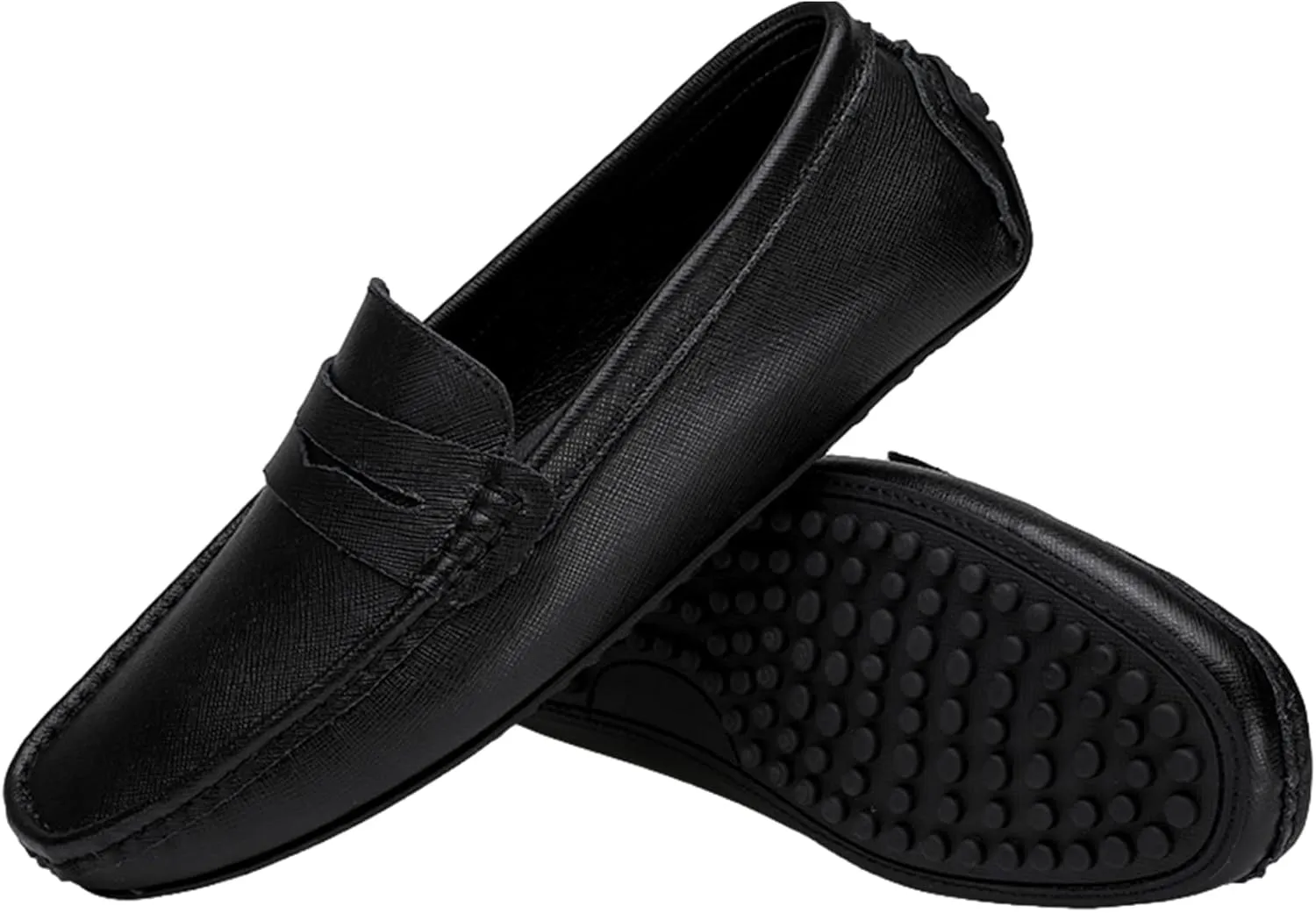 Men's Classic Penny Loafers Flat Slip-On Soft Split Leather Moccasins Driving Shoes