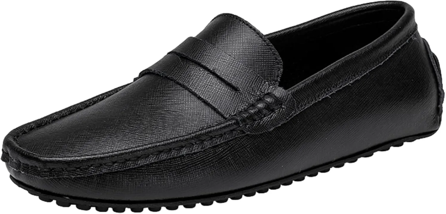 Men's Classic Penny Loafers Flat Slip-On Soft Split Leather Moccasins Driving Shoes