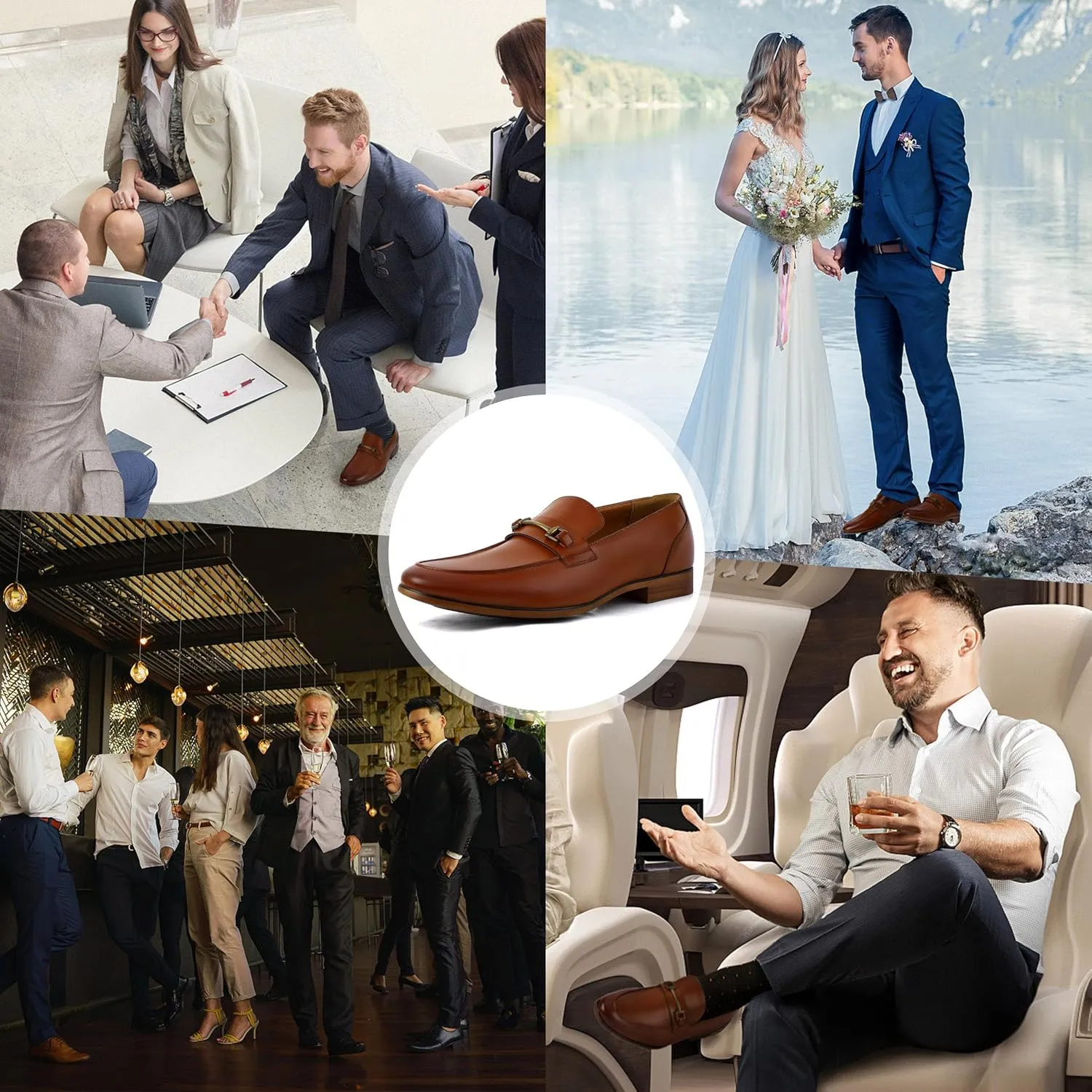 Men's Dress Penny Loafers, Mens Business Formal Leather Loafer Shoes, Moc Toe Casual Stylish Slip On Wedding Shoe for Men
