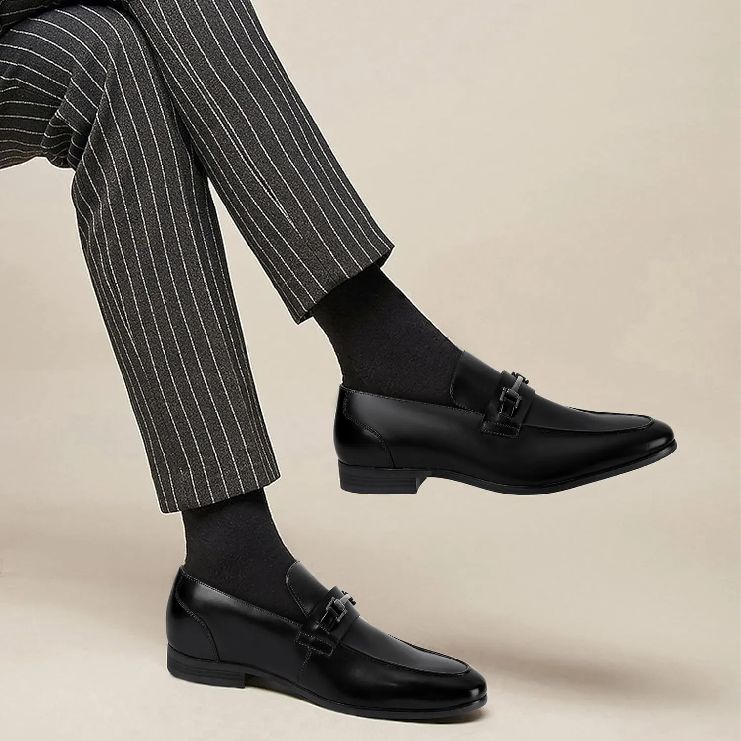 Men's Dress Penny Loafers, Mens Business Formal Leather Loafer Shoes, Moc Toe Casual Stylish Slip On Wedding Shoe for Men