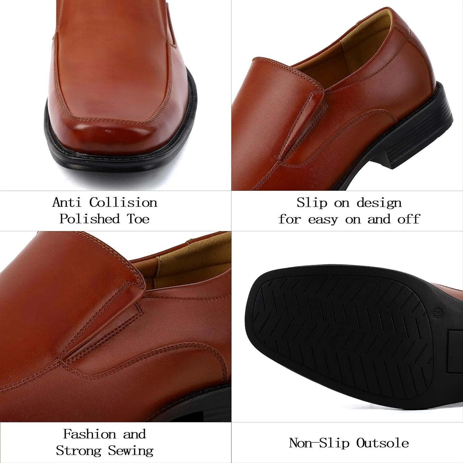 Men's Dress Penny Loafers, Mens Business Formal Leather Loafer Shoes, Moc Toe Casual Stylish Slip On Wedding Shoe for Men