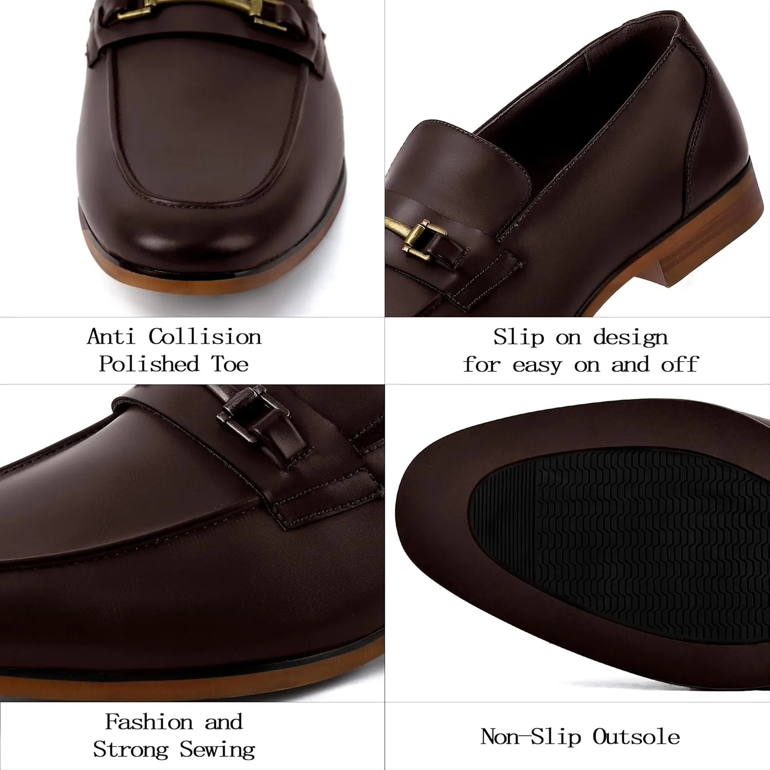 Men's Dress Penny Loafers, Mens Business Formal Leather Loafer Shoes, Moc Toe Casual Stylish Slip On Wedding Shoe for Men