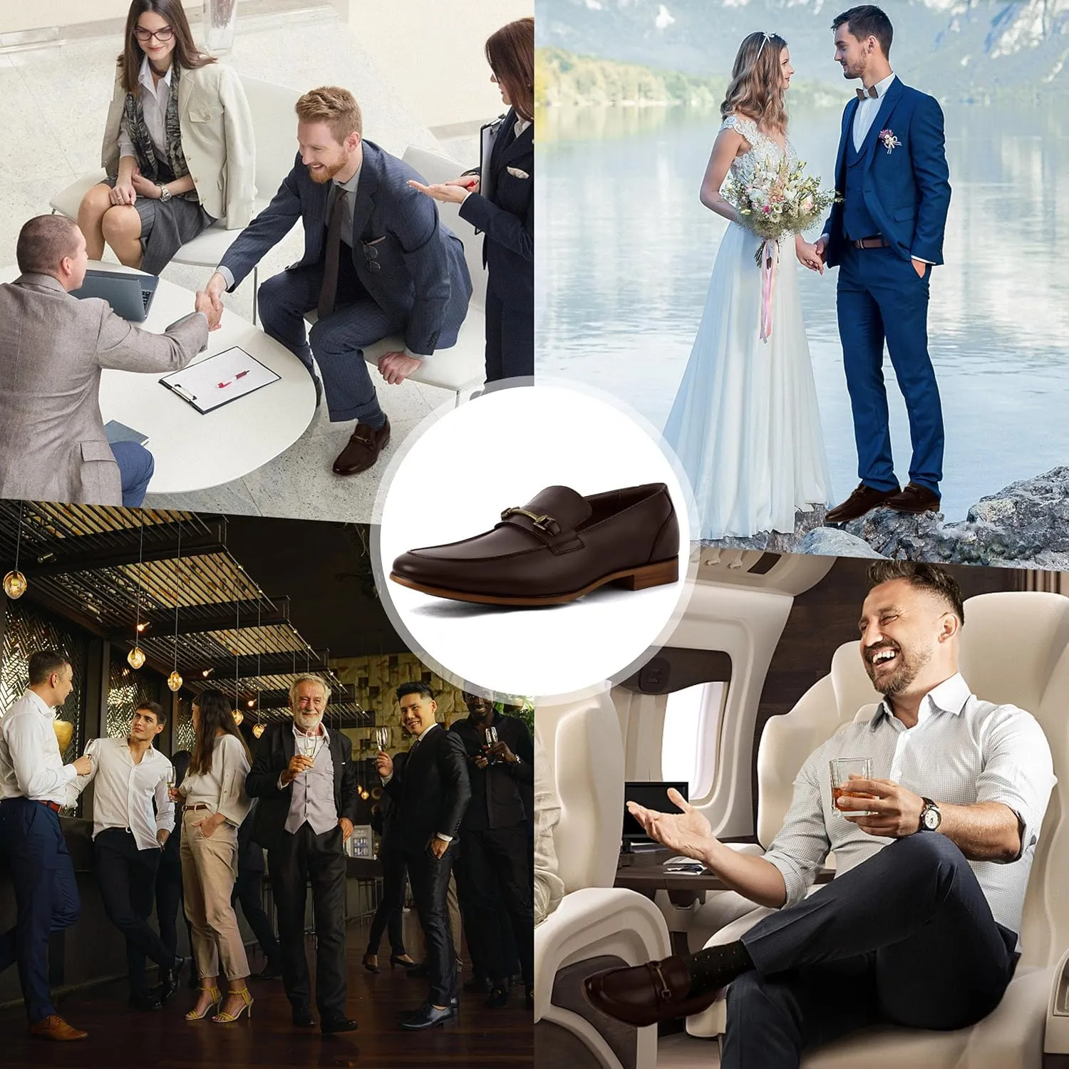 Men's Dress Penny Loafers, Mens Business Formal Leather Loafer Shoes, Moc Toe Casual Stylish Slip On Wedding Shoe for Men