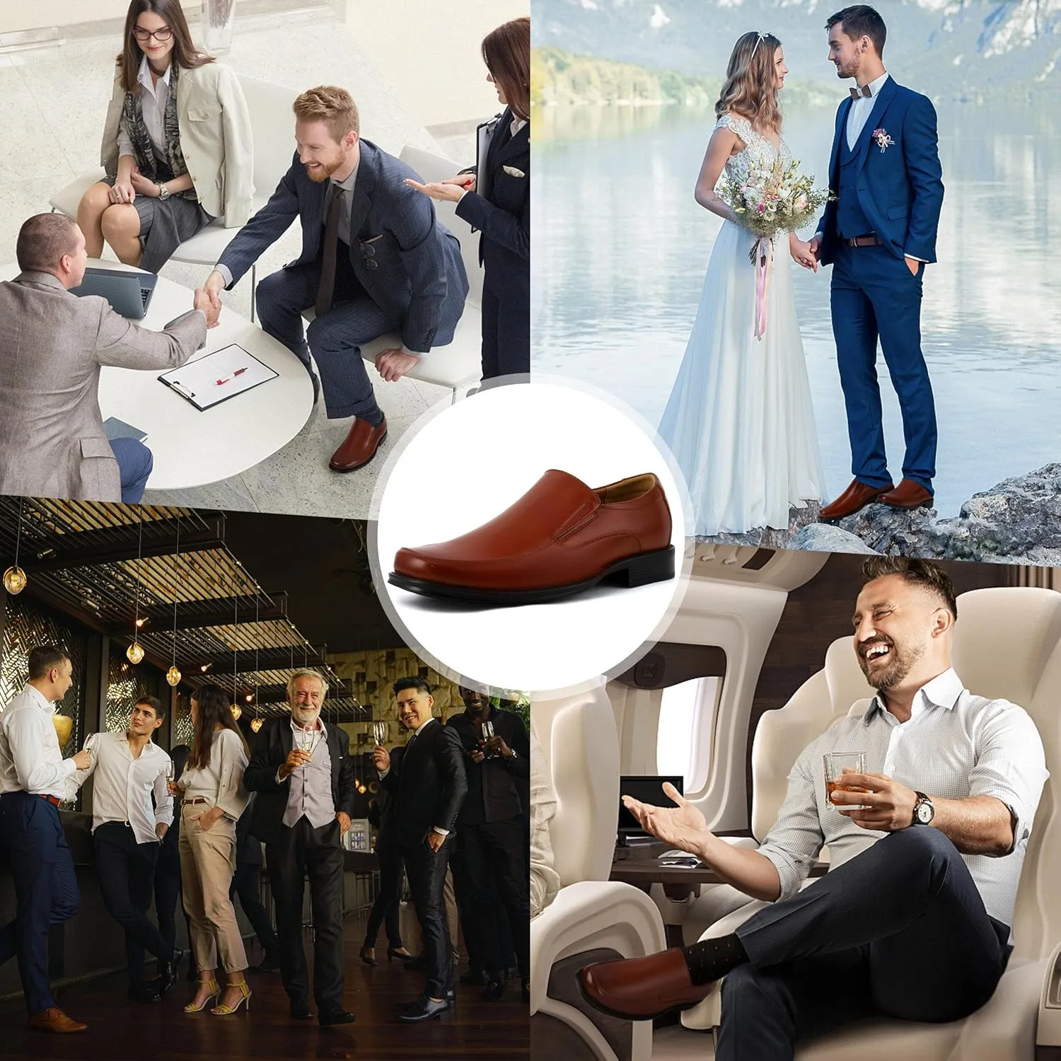 Men's Dress Penny Loafers, Mens Business Formal Leather Loafer Shoes, Moc Toe Casual Stylish Slip On Wedding Shoe for Men