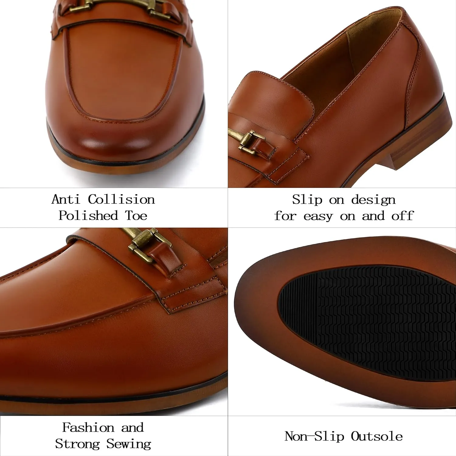 Men's Dress Penny Loafers, Mens Business Formal Leather Loafer Shoes, Moc Toe Casual Stylish Slip On Wedding Shoe for Men