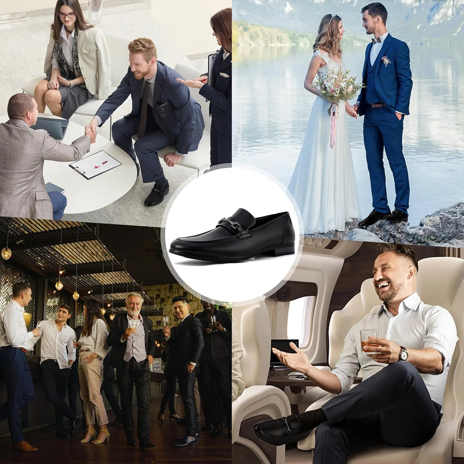 Men's Dress Penny Loafers, Mens Business Formal Leather Loafer Shoes, Moc Toe Casual Stylish Slip On Wedding Shoe for Men