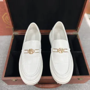Men's Genuine Crocodile Leather Slip On Loafer Bit Shoes White