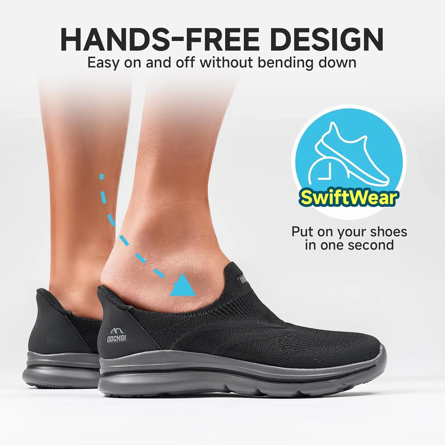 Men's Hands-Free Slip On Sneakers | Laceless Walking Shoes for Gym/Travel/Office