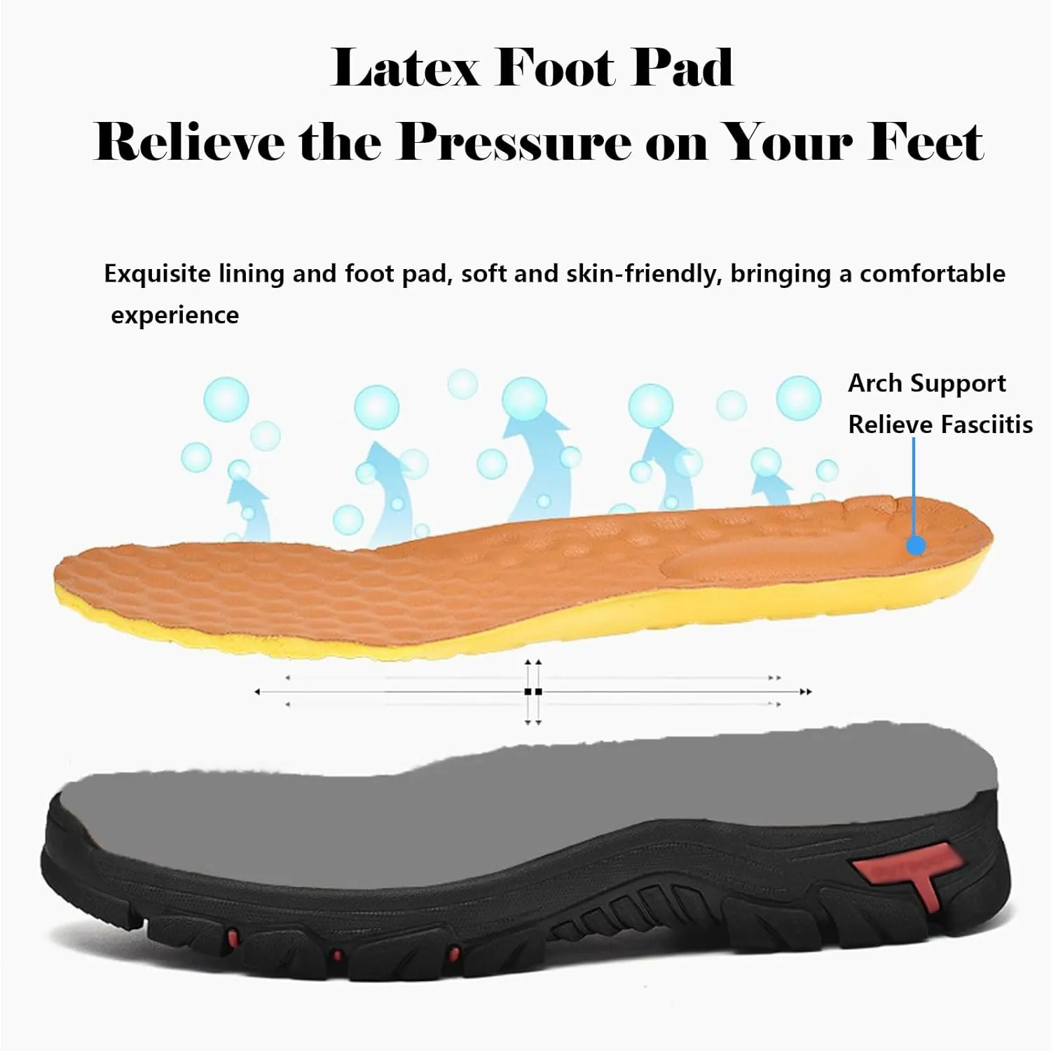 Men's Leather Hiking Shoes, Slip on Shoes for Men Work Loafers, Lightweight Breathable Casual Sneaker, Non-Slip Walking Shoes, Easy Wear on/Off