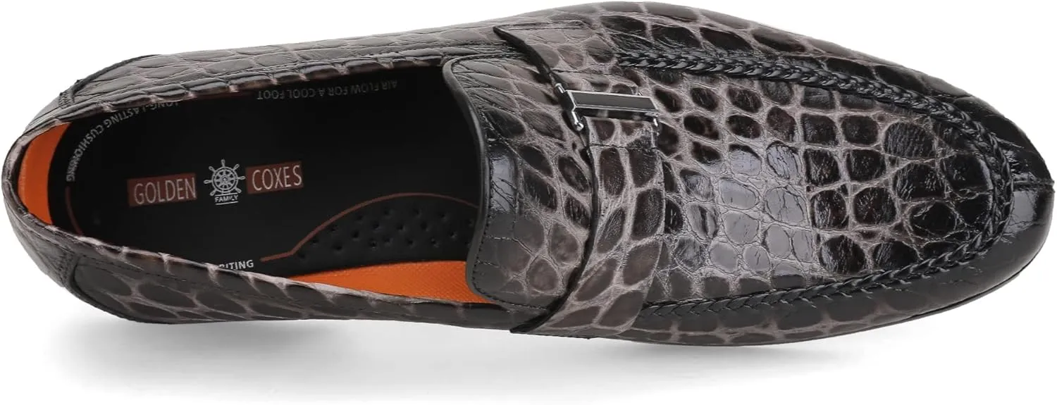 Men's Leather Penny Loafers, Alligator Printed Slip-On Dress Shoes for Mens Casual Shoes Soft Slip On Dress Loafers Bussiness Weddings Shoes