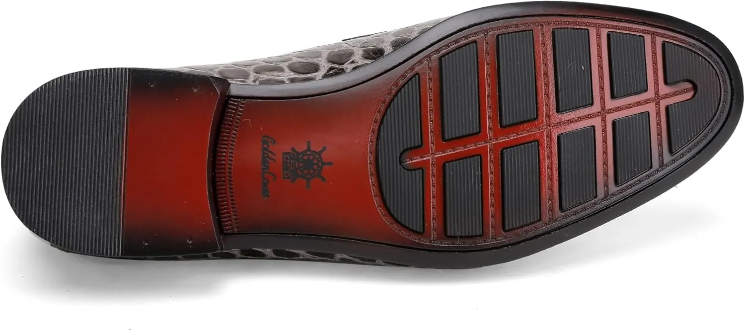 Men's Leather Penny Loafers, Alligator Printed Slip-On Dress Shoes for Mens Casual Shoes Soft Slip On Dress Loafers Bussiness Weddings Shoes