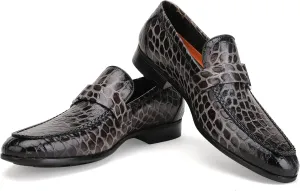 Men's Leather Penny Loafers, Alligator Printed Slip-On Dress Shoes for Mens Casual Shoes Soft Slip On Dress Loafers Bussiness Weddings Shoes