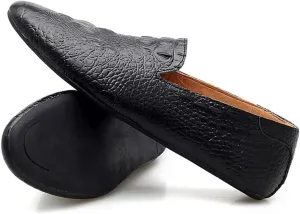 Men's Loafers Genuine Leather Pointed Toe Faux Crocodile Grain Rubber Sole Lightweight Resistant Anti-Slip Prom Party Slip On