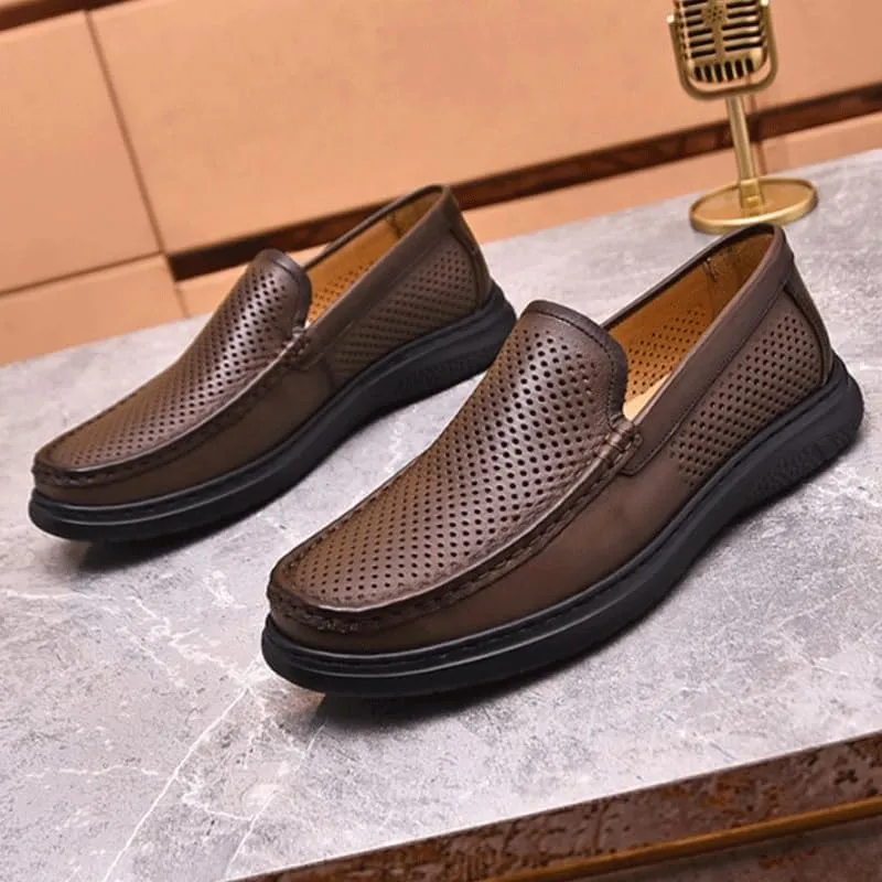 Men's Loafers Mens Commuter Slip-Resistant Lightweight Breathable Easy to Walk Men's Dress Slip-on Classic Loafers Formal Shoes Flat Oxfords, Brown,Black