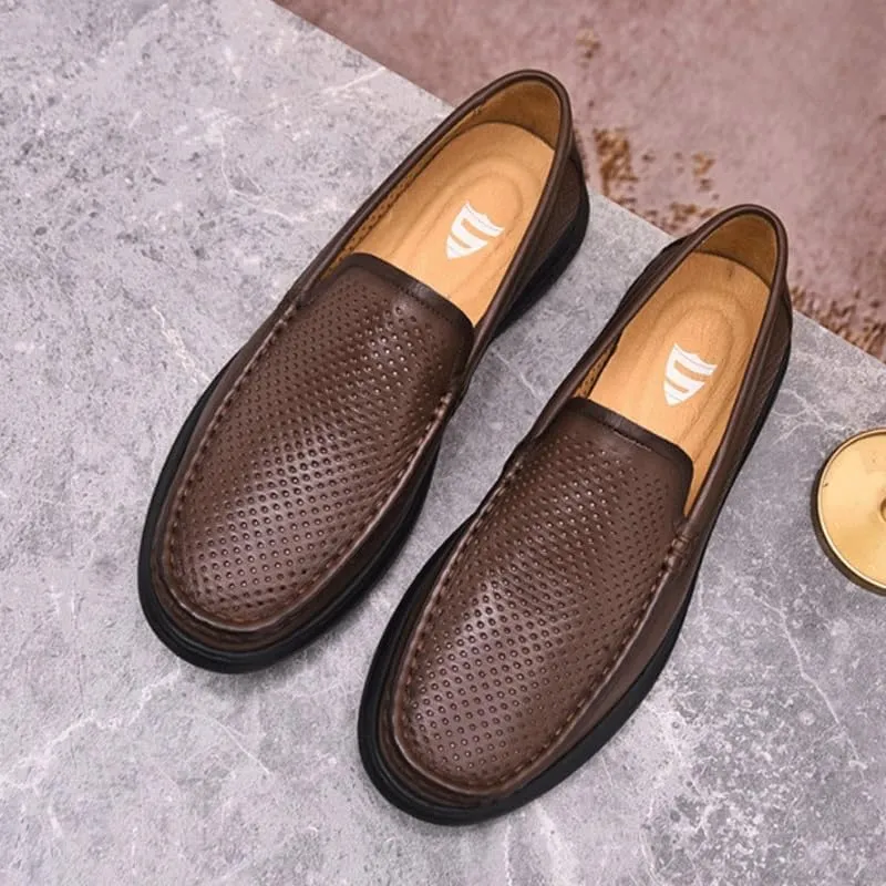 Men's Loafers Mens Commuter Slip-Resistant Lightweight Breathable Easy to Walk Men's Dress Slip-on Classic Loafers Formal Shoes Flat Oxfords, Brown,Black