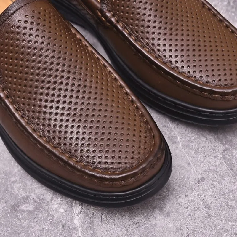 Men's Loafers Mens Commuter Slip-Resistant Lightweight Breathable Easy to Walk Men's Dress Slip-on Classic Loafers Formal Shoes Flat Oxfords, Brown,Black
