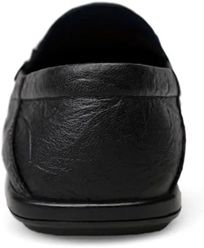Men's Loafers Round Toe Moccasins Shoes Simple Leather Flat Heel Slip Resistant Lightweight Classic Outdoor Slip-ons